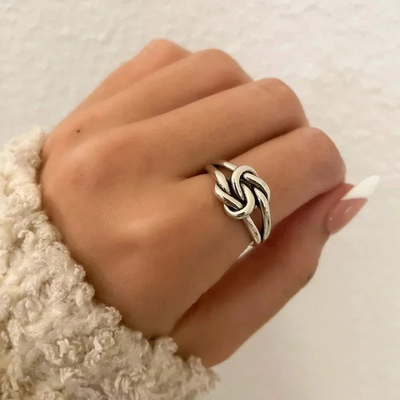925 Sterling Silver Knot Ring Stackable Ring Dainty Ring Band Twist Ring - Picture 8 of 11